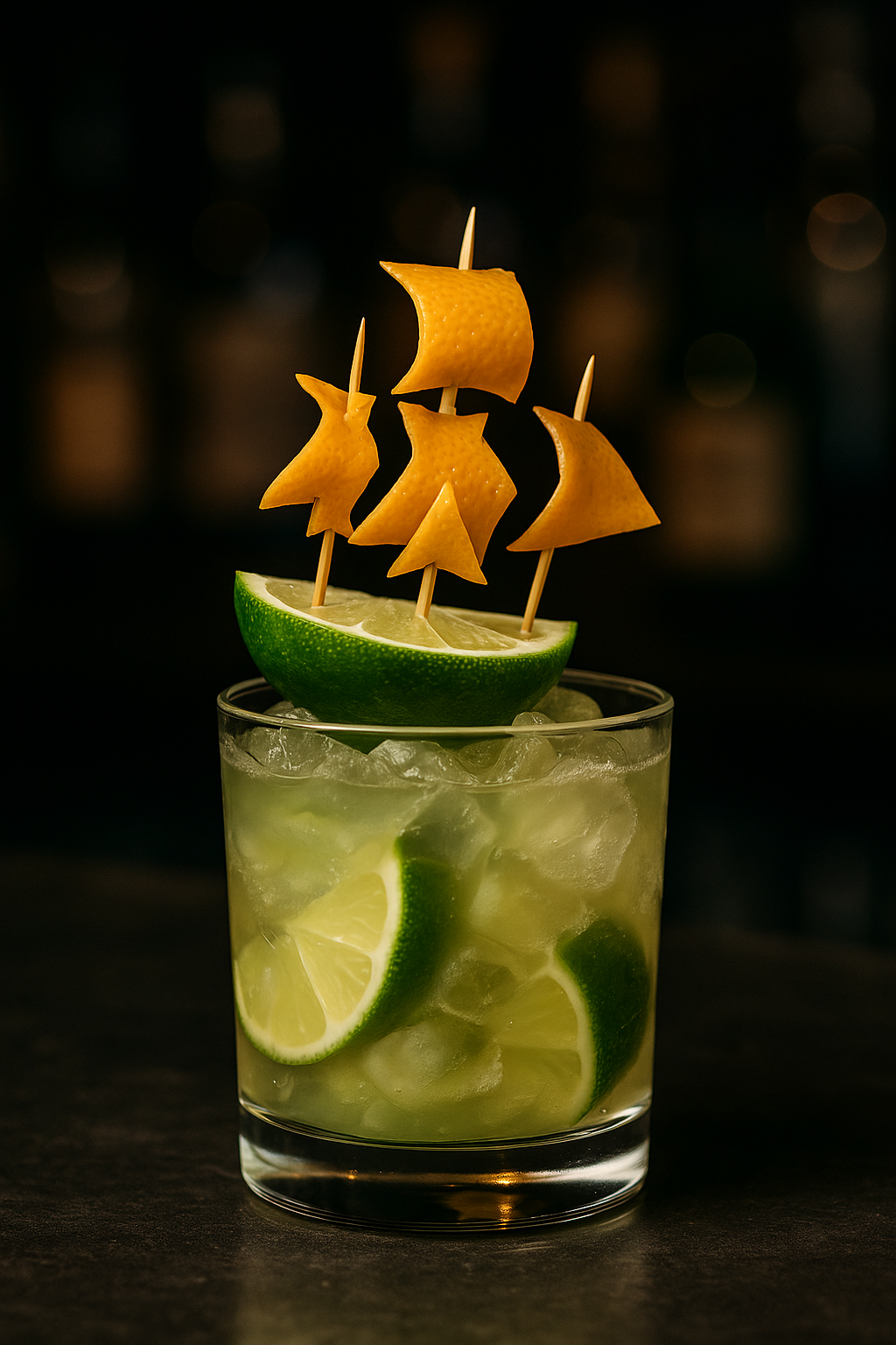 The Caipirinha Gone Rogue with Lime Ship Garnish